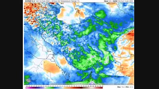تغییرات 24 ساعته دما بیشینه (Z12) و کمینه (Z03) طی روز های جمعه تا دوشنبه 23 دیماه 98