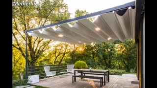 سایبان ریلی کافی شاپ- سایبان بازویی فست فود- سقف تاشو روفگاردن-