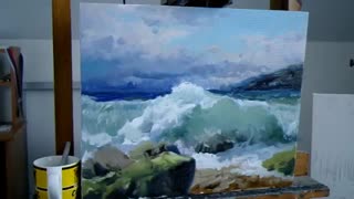 امواج خروشان دریا - رنگ روغن . سبک امپرسیون - نقاش ( ولادیمیر دیویدینکو )            Vladimir Davidenko