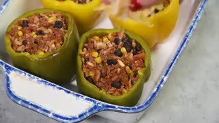 WORLD FOOD  / طرز تهیه فلفل دلمه ای مکزیکی    Mexican Stuffed Peppers