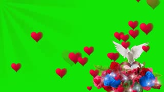 استیکر دسته ای از گل های رنگی با کبوتر نشسته حرکتی