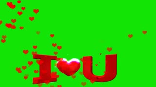 استیکربزرگ آی لاو یو و قلب های که از بالا به پایین میریزند